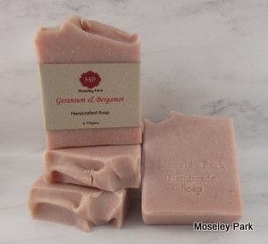 Geranium & Bergamot - Handmade Soap-handmade soap cold processed shea  tallow olive oil clay essential oil